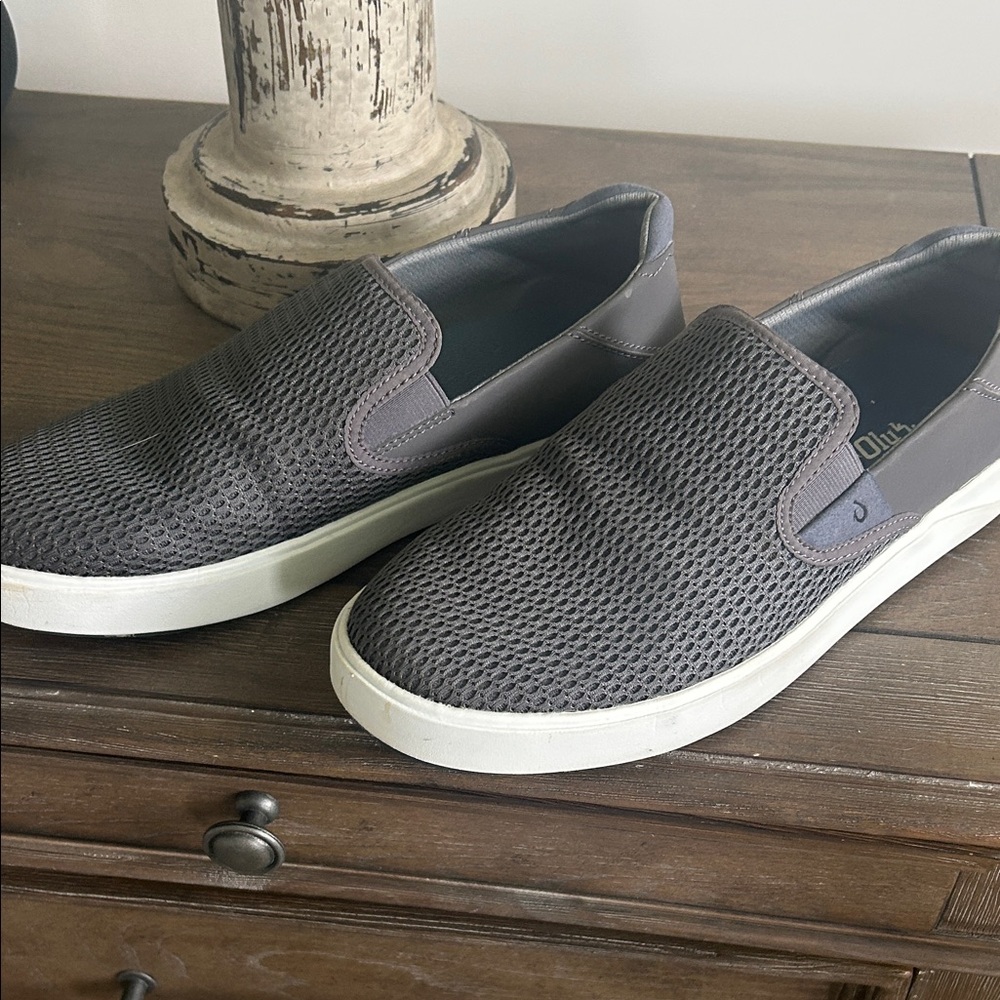 OluKai Charcoal Mesh Slip-On Loafers